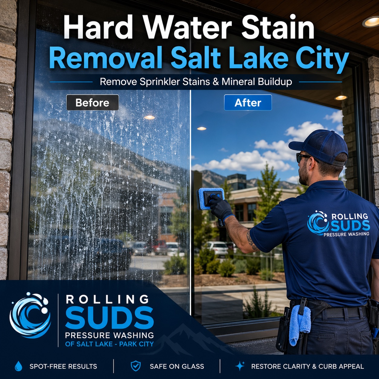 Hard Water Stain Removal Salt Lake City on exterior windows