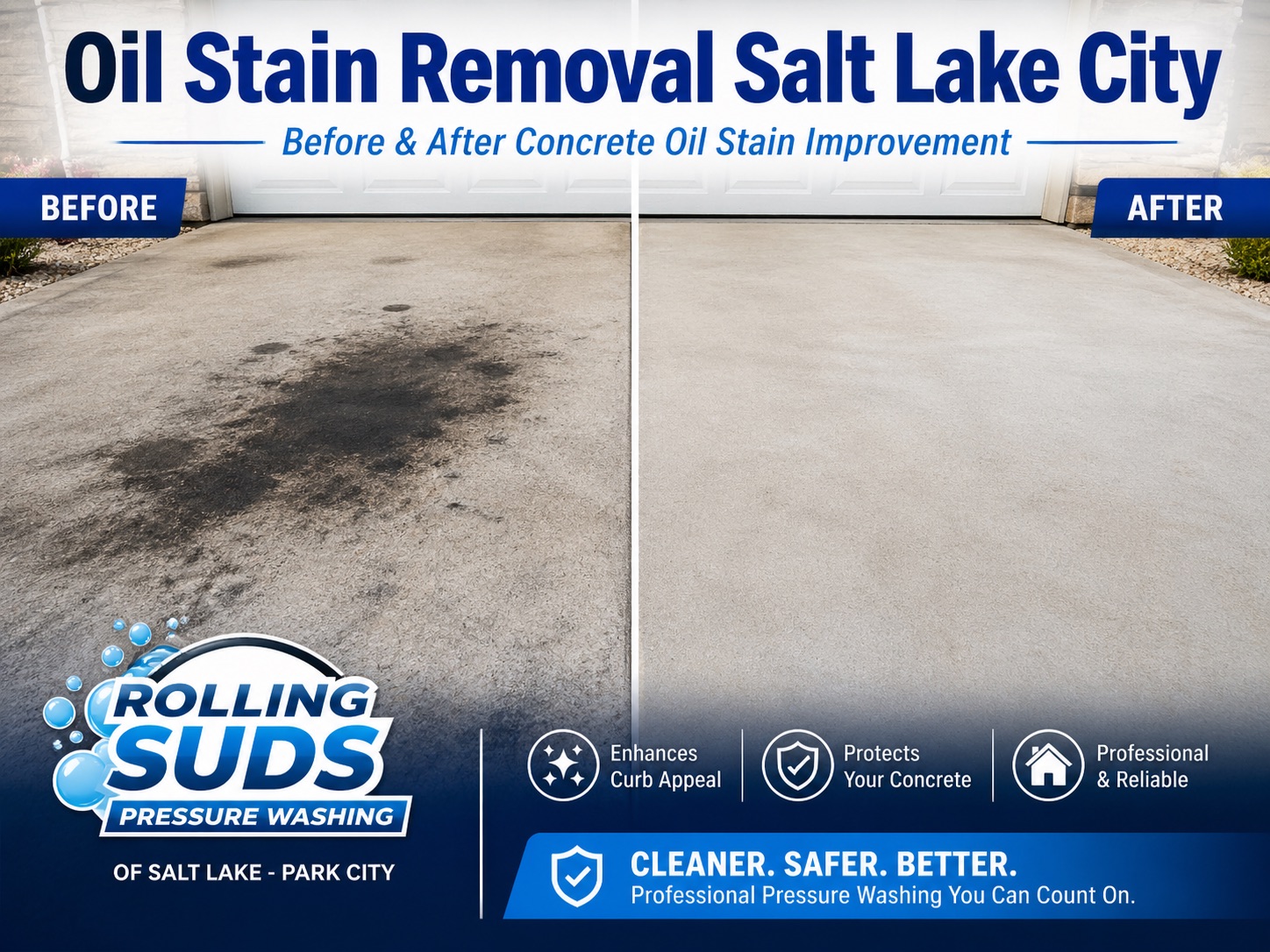 Oil Stain Removal Salt Lake City concrete driveway cleaning