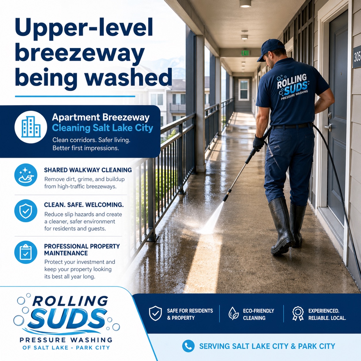 Apartment Breezeway Cleaning Salt Lake City shared walkway pressure washing