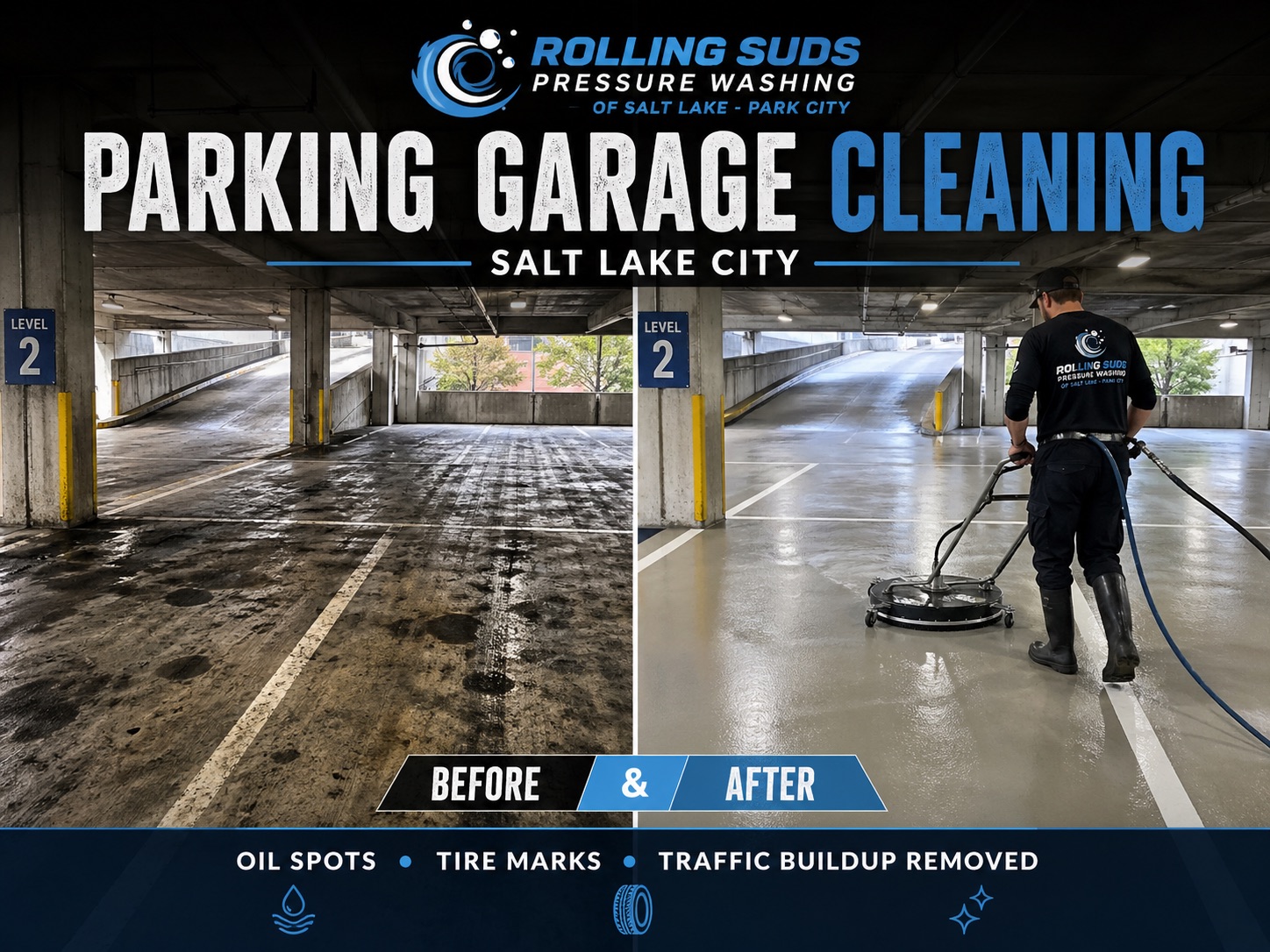 Parking Garage Cleaning Salt Lake City concrete pressure washing for parking structures