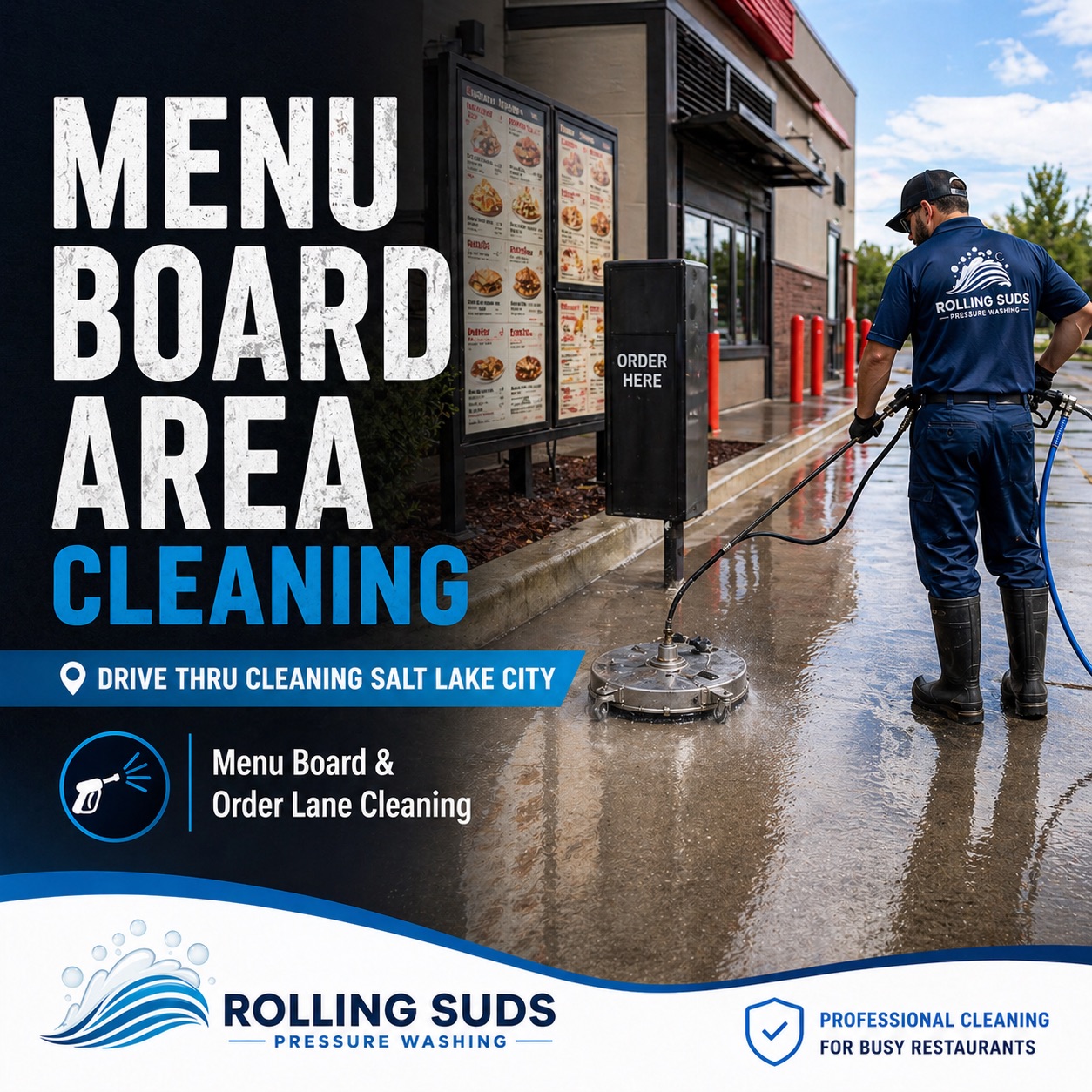 Rolling Suds Salt Lake City Park City commercial pressure washing for restaurant drive thru cleaning