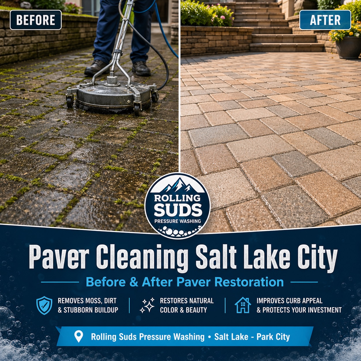 Paver Cleaning Salt Lake City patio walkway driveway and outdoor paver cleaning