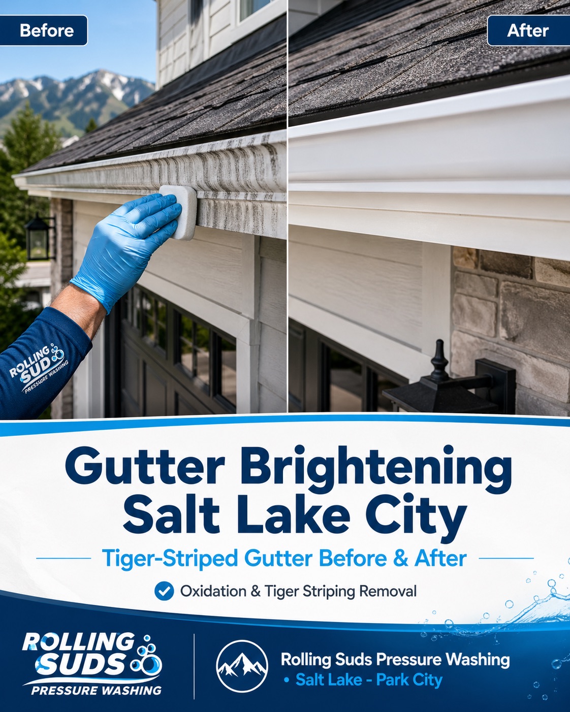 Gutter Brightening Salt Lake City black streak removal