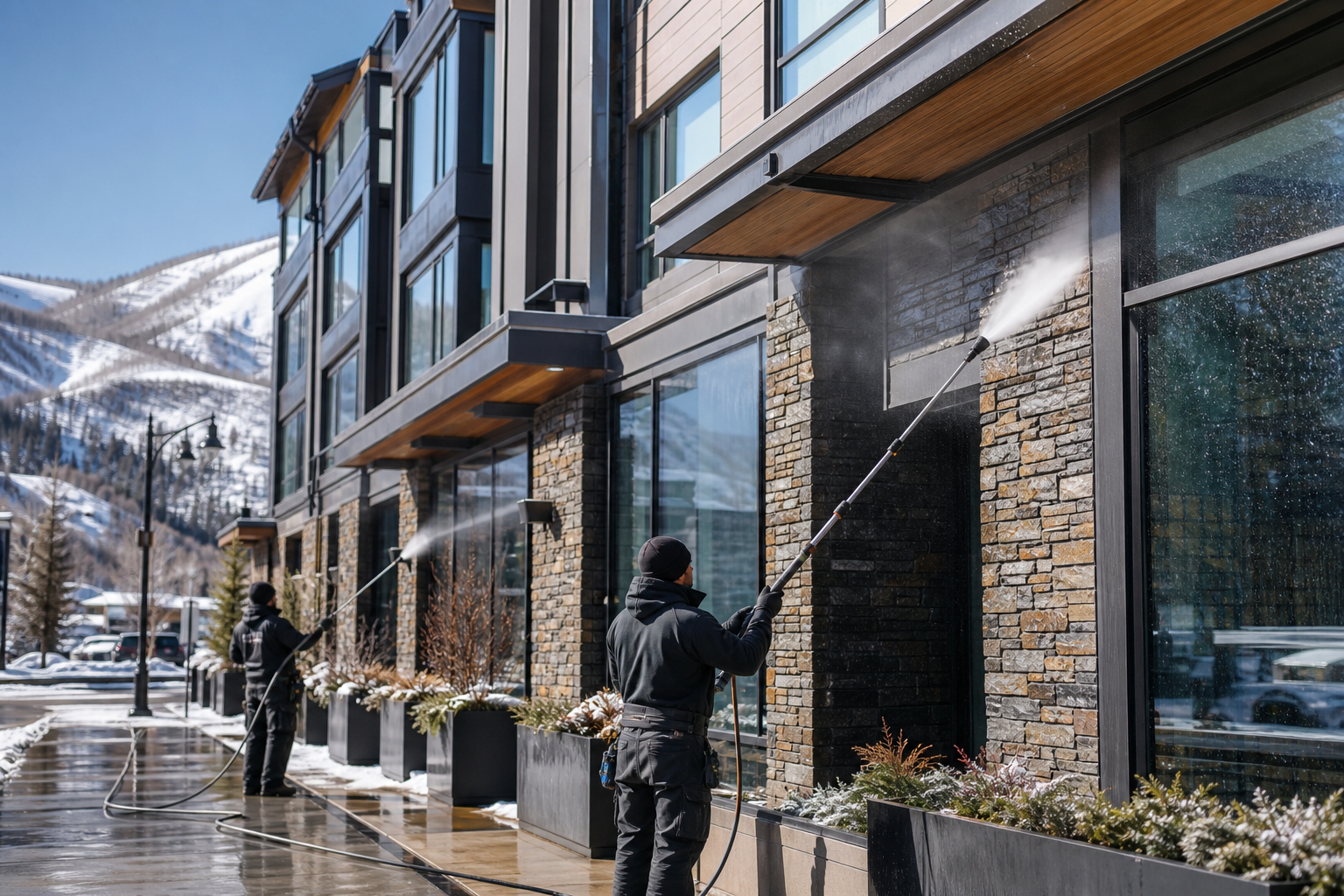Professional building washing for a Park City commercial property