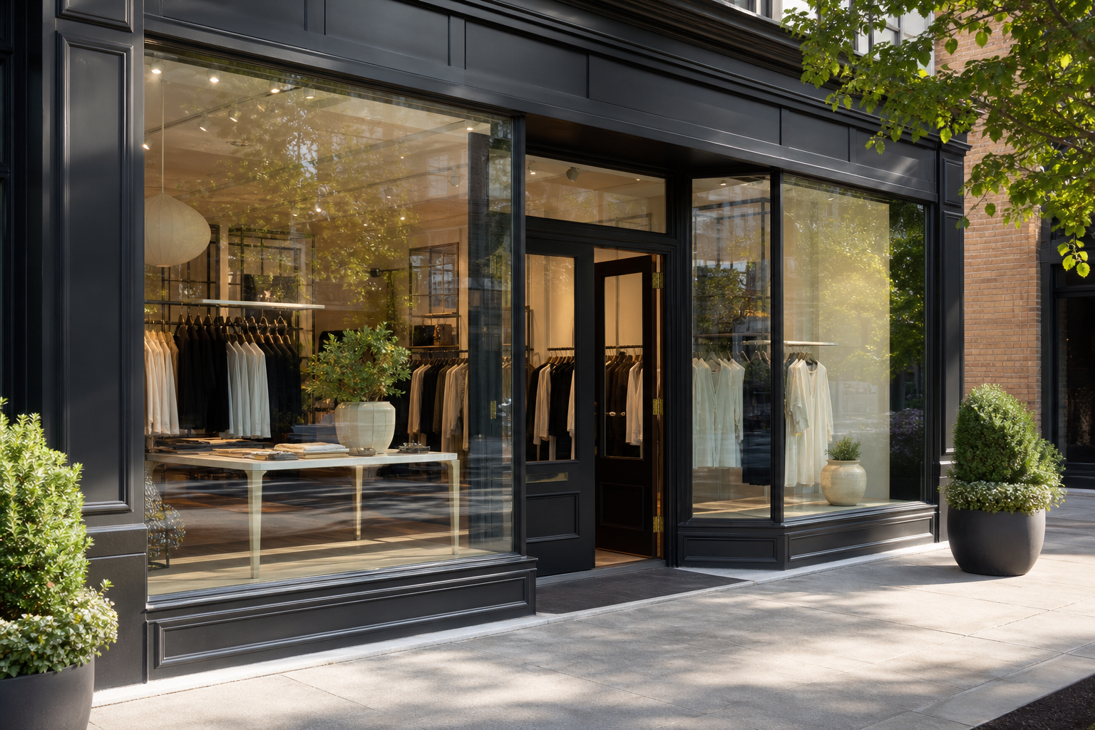 Clean storefront windows improving curb appeal and first impressions for a retail business.