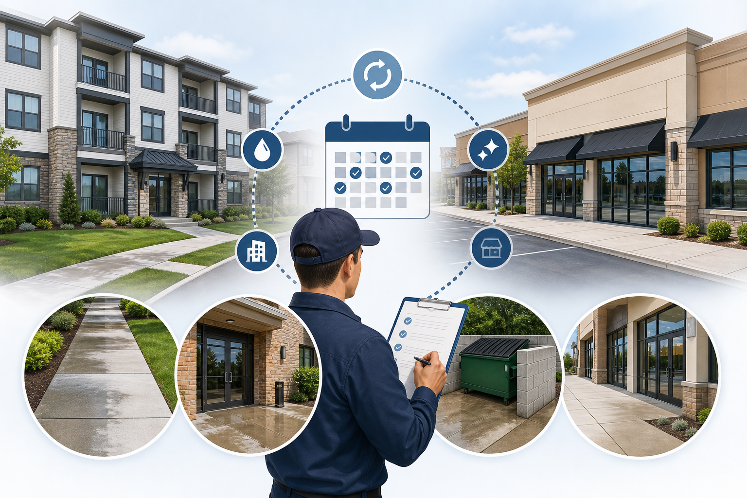 Commercial exterior pricing for multi-property and recurring service plans