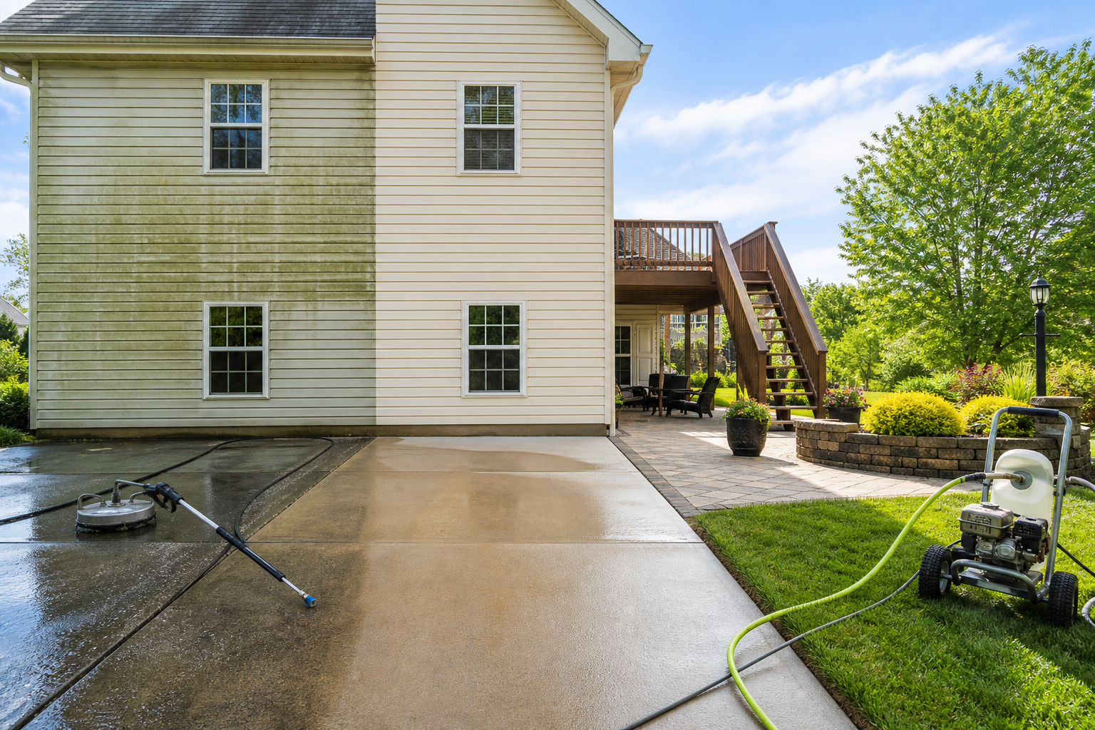 Residential cleaning quote for house washing, driveways, patios, decks, and sidewalks