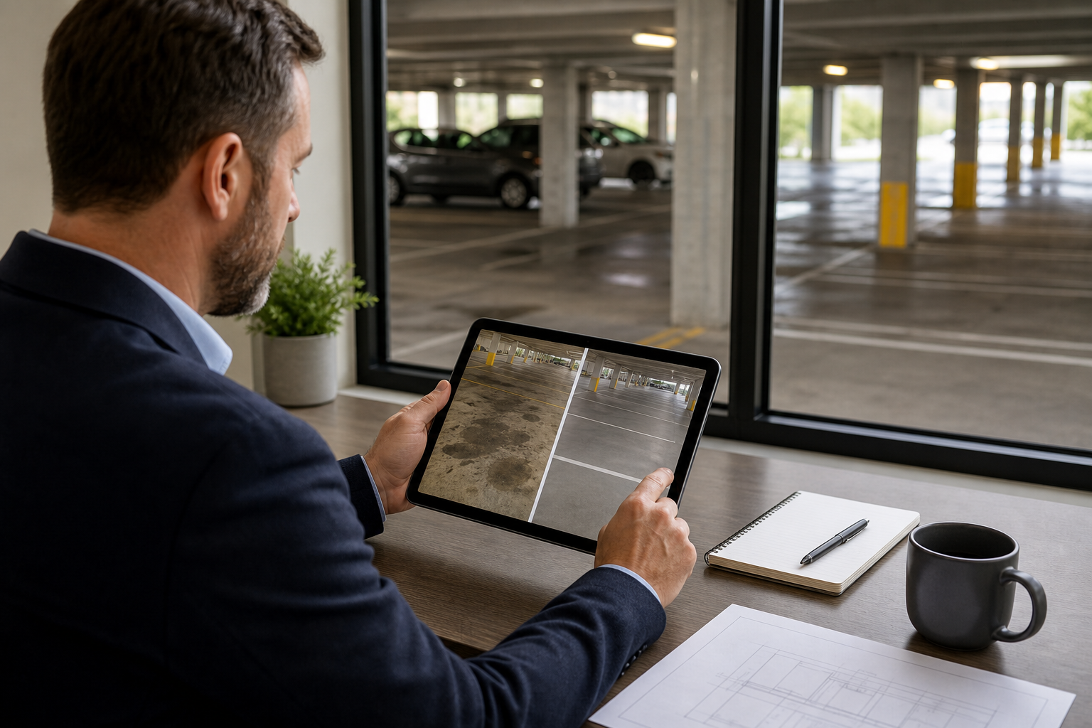 Property manager scheduling recurring parking garage maintenance