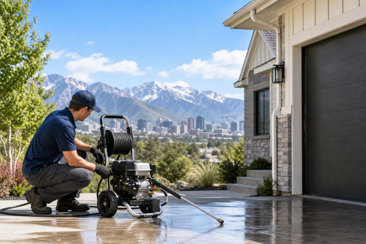 Salt Lake City pressure washing quote hero image showing residential exterior cleaning service