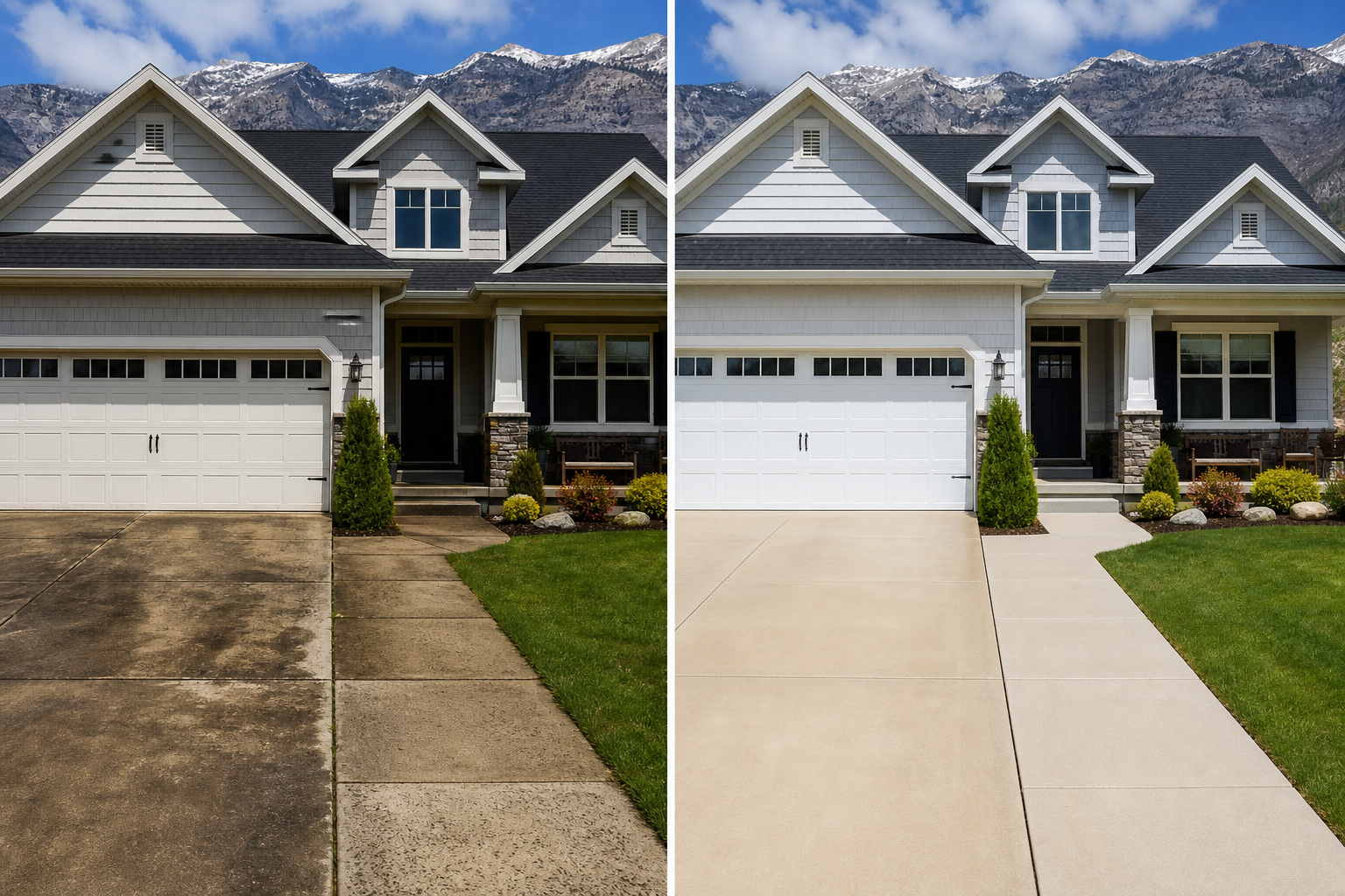 Freshly cleaned Salt Lake City home exterior showing improved curb appeal after residential pressure washing.