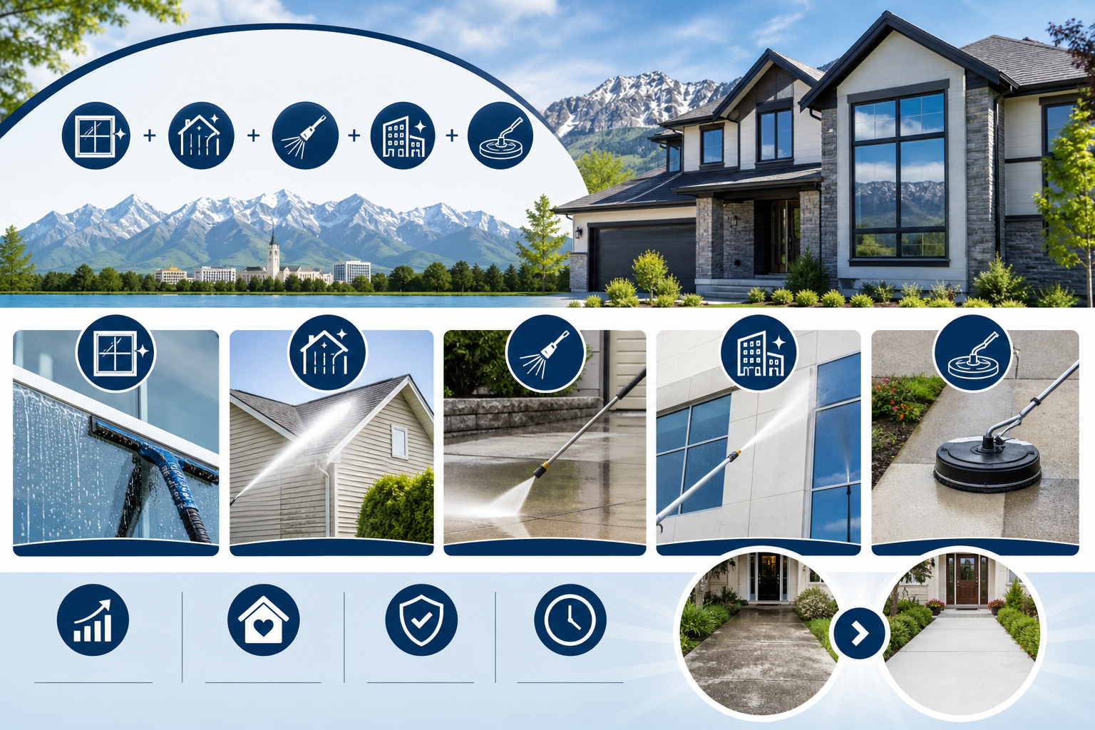 Infographic of exterior cleaning services that pair with window washing.