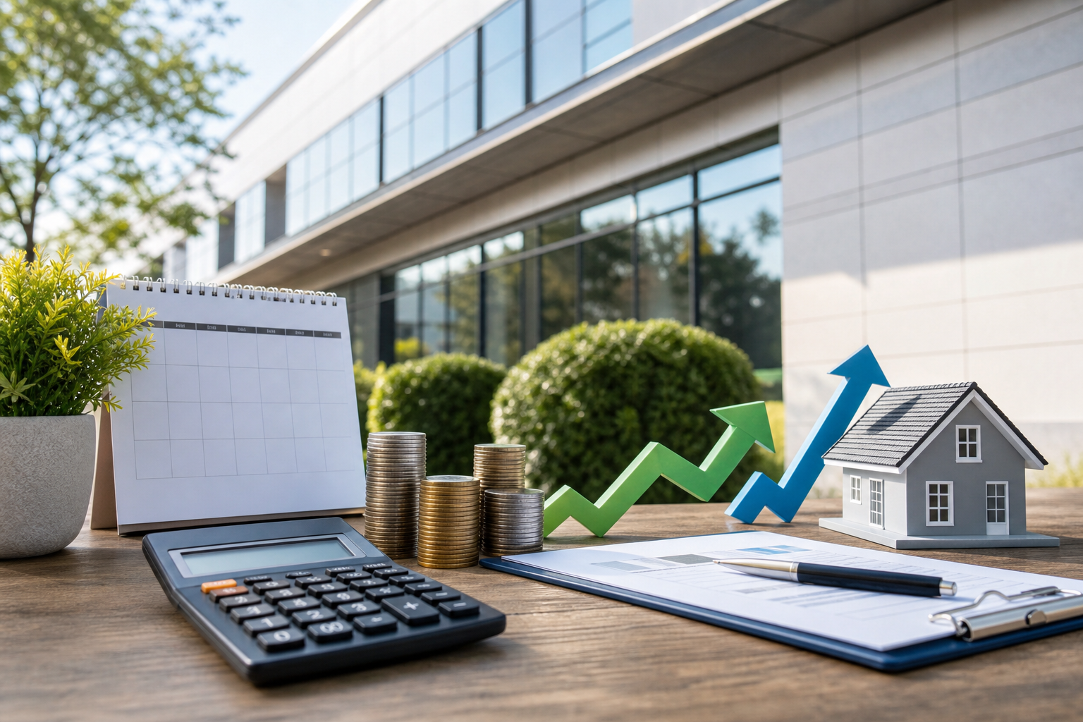 Pricing and return on investment concept for recurring exterior cleaning with calendar and maintenance visuals.
