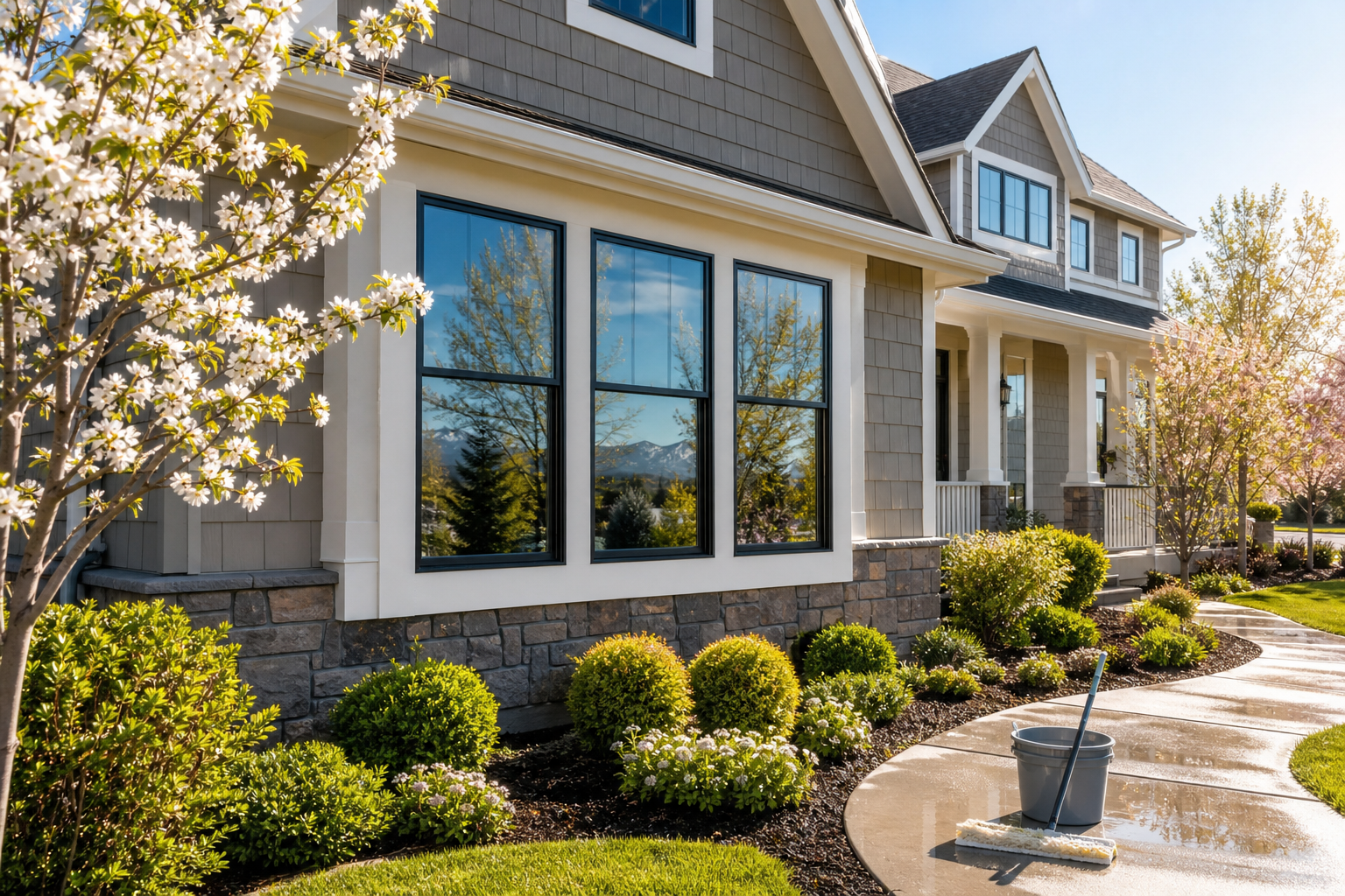 Seasonal home exterior cleaning with sparkling windows and improved curb appeal in Salt Lake City