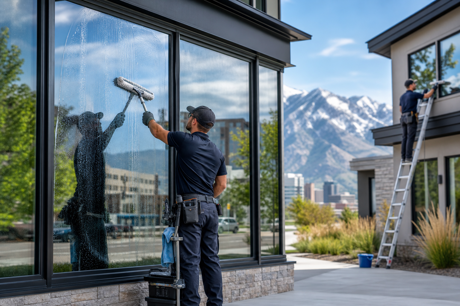 Professional Salt Lake City window cleaning for homes and storefronts with clean, streak-free glass.