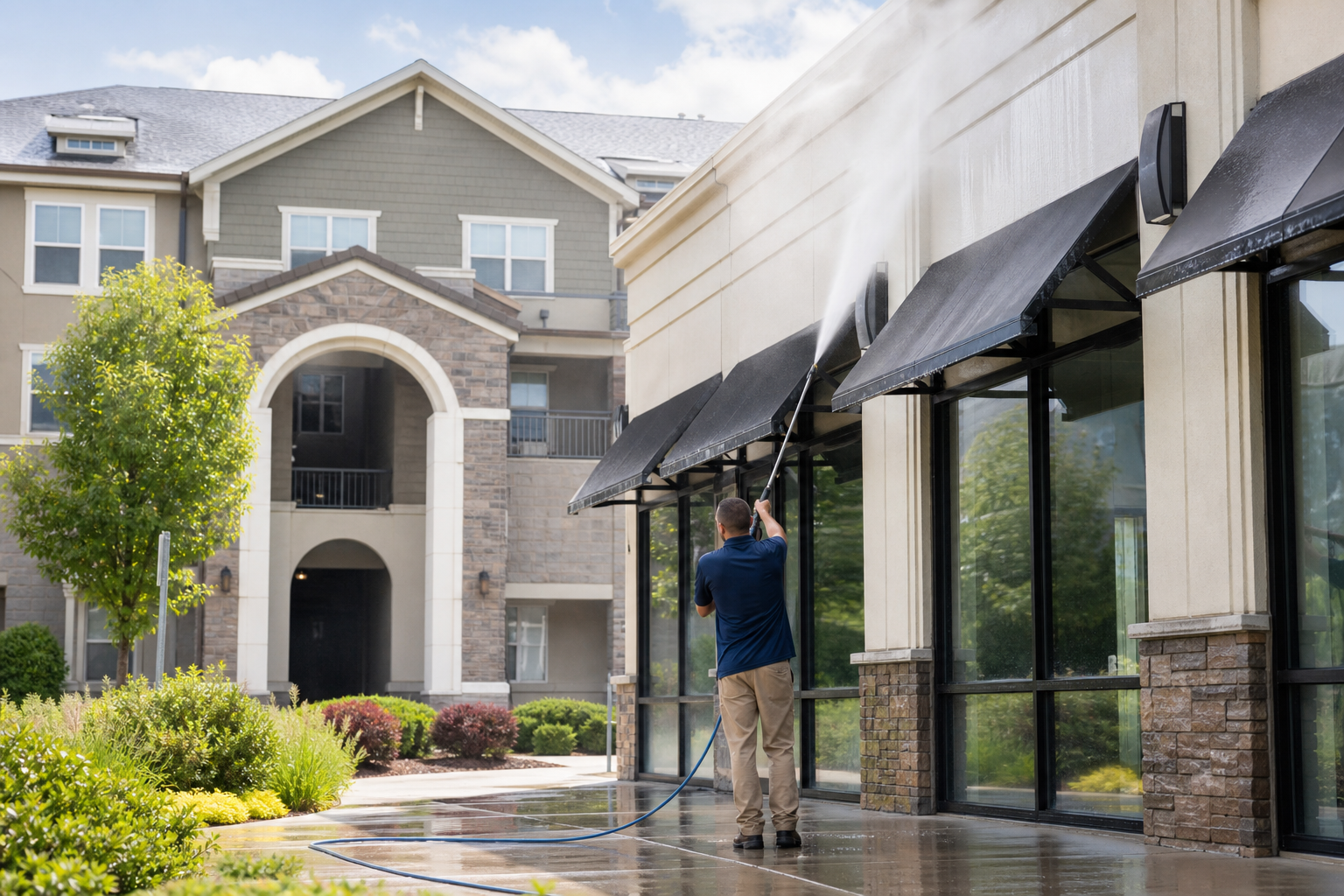 Commercial soft washing in Holladay for storefronts, HOAs, and facilities