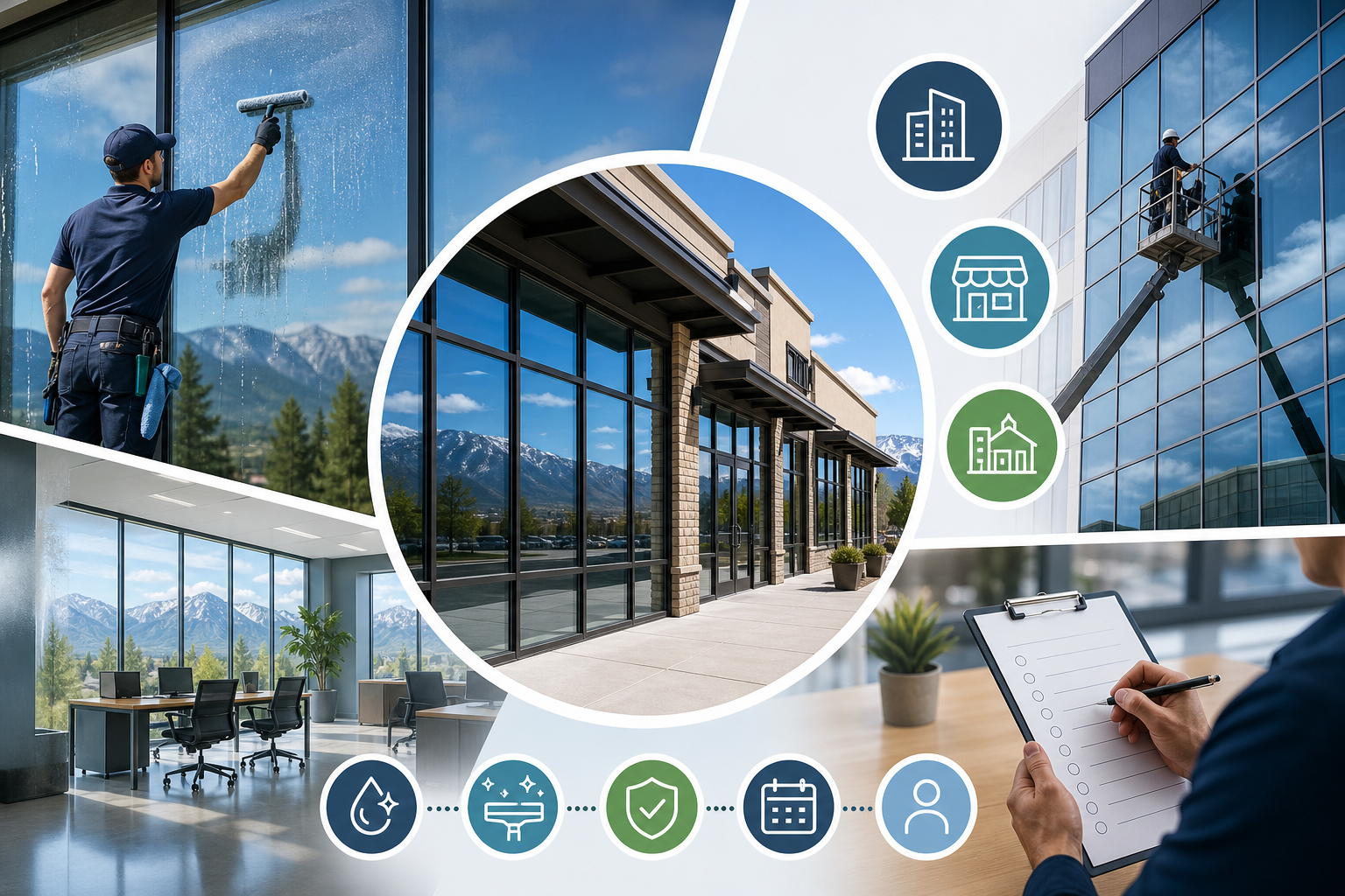 Commercial window cleaning for storefronts offices and property managers in Heber City UT
