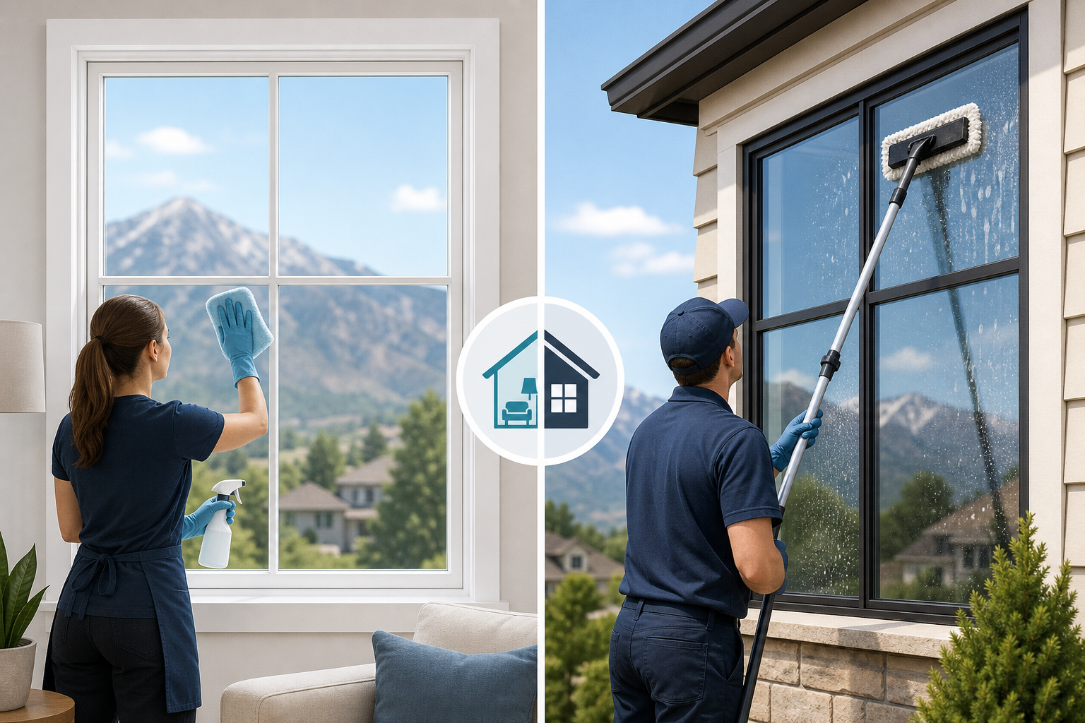 Diagram of interior and exterior window cleaning options for Heber City UT properties