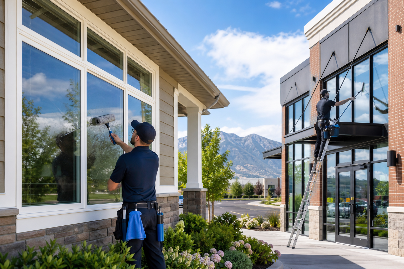 Professional window cleaning in North Salt Lake UT for homes and businesses with streak-free glass and curb appeal.