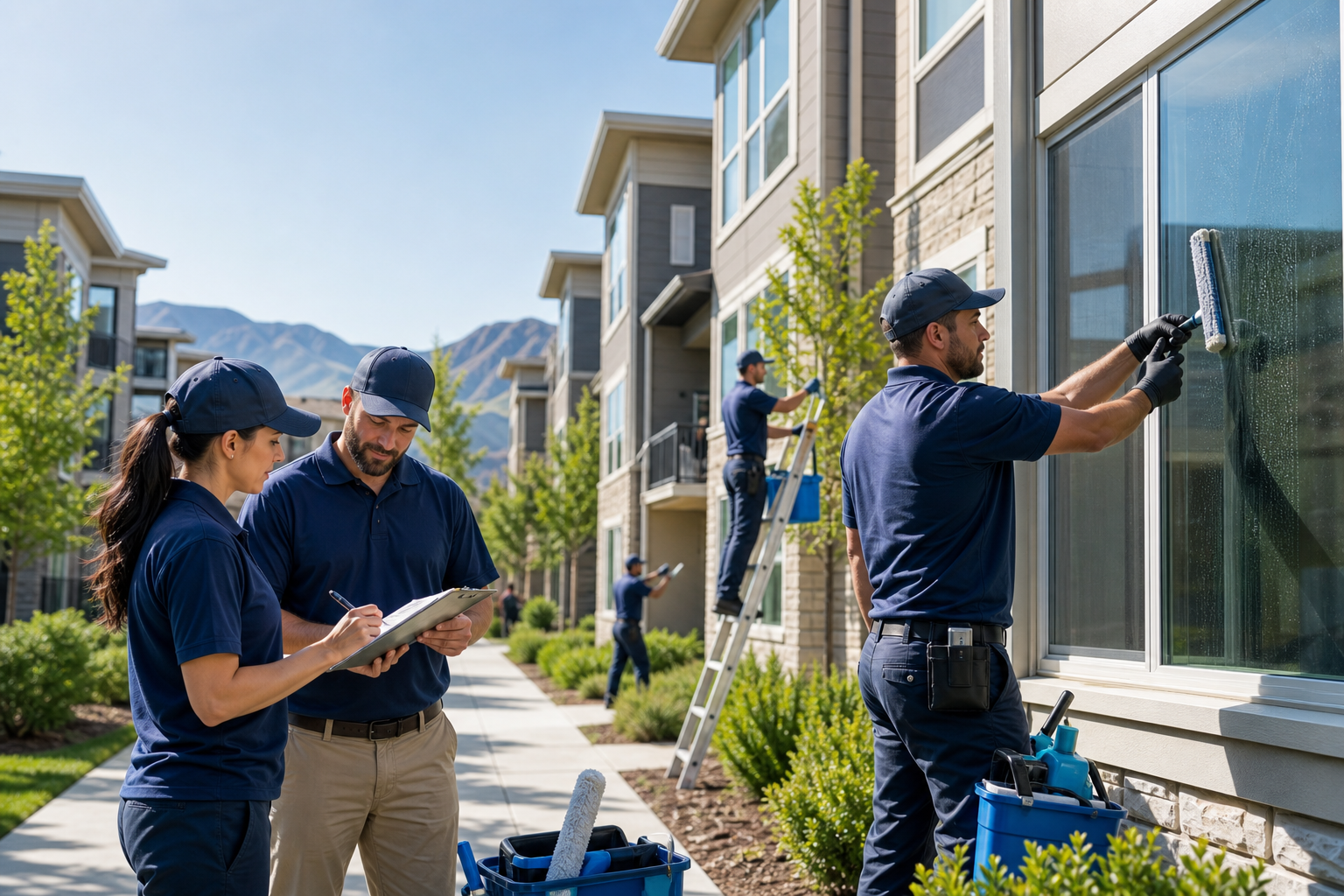 Window cleaning support for HOAs, property managers, and multi-location properties in Utah County.