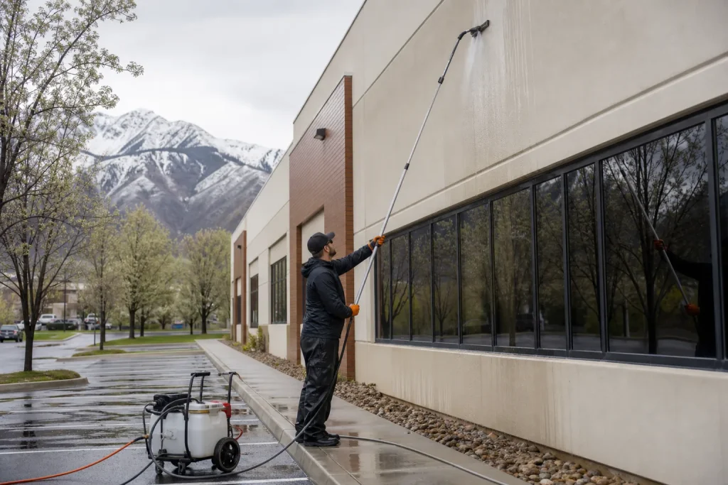 commercial building washing in Salt Lake City Utah by Rolling Suds