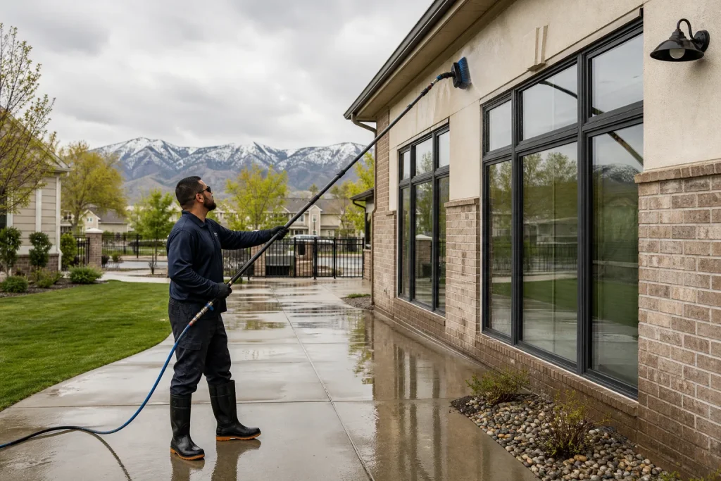 HOA community exterior cleaning in Salt Lake City Utah by Rolling Suds