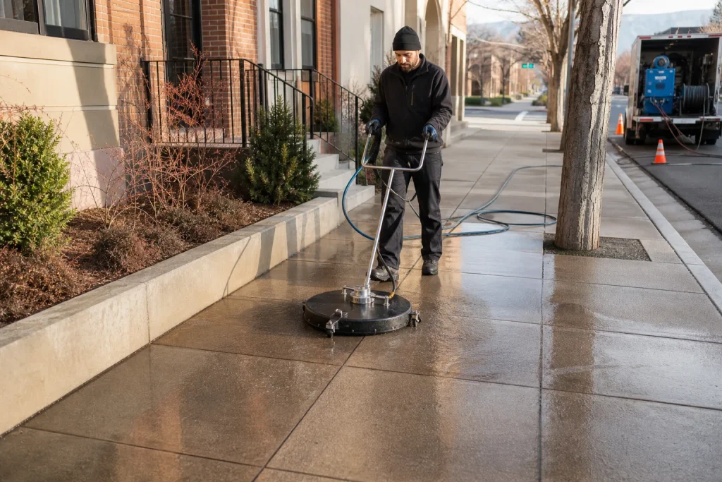 sidewalk cleaning in Salt Lake City Utah by Rolling Suds