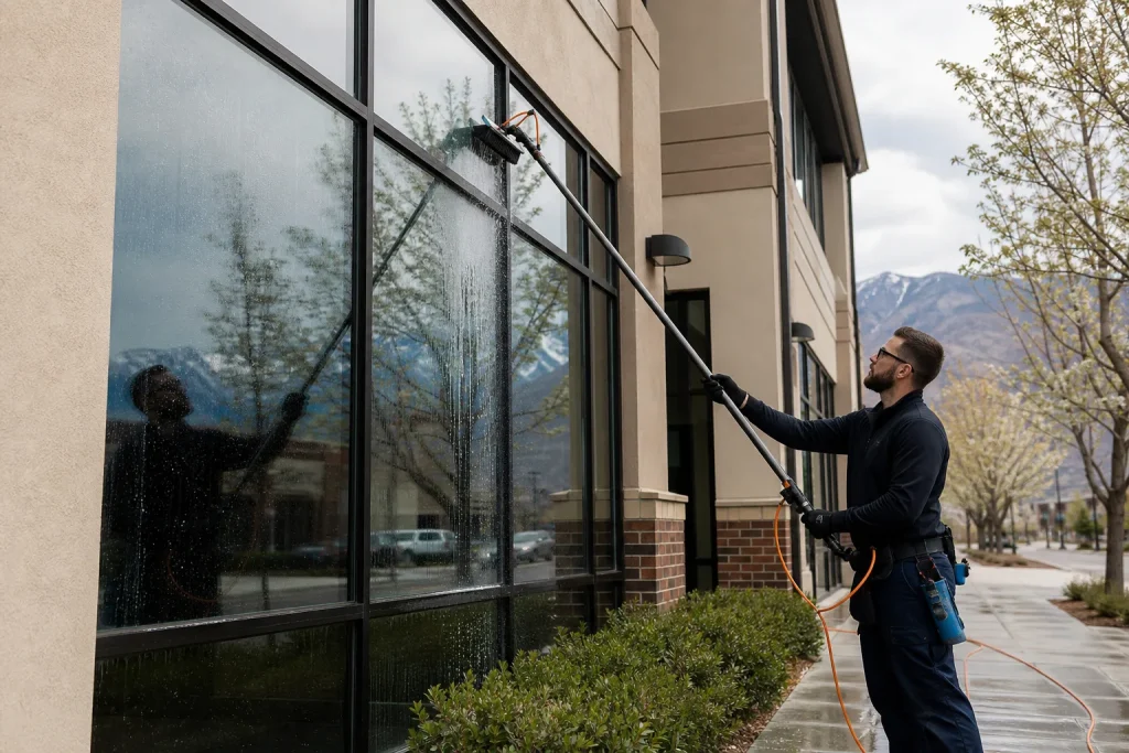 professional exterior window cleaning in Salt Lake City Utah by Rolling Suds
