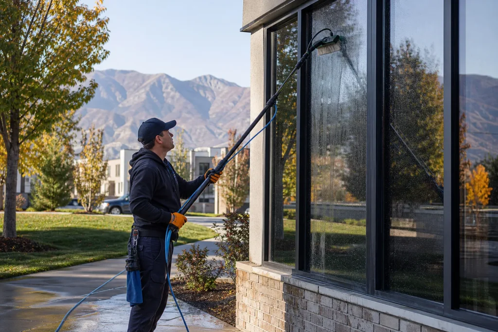 professional exterior window cleaning in Salt Lake City Utah by Rolling Suds