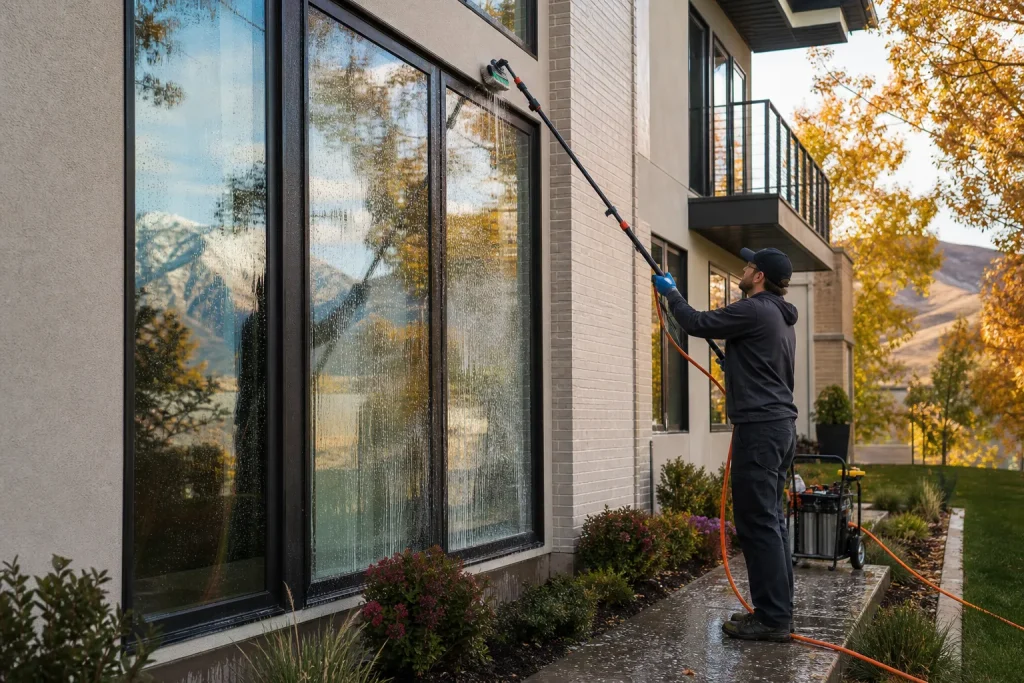 professional exterior window cleaning in Salt Lake City Utah by Rolling Suds